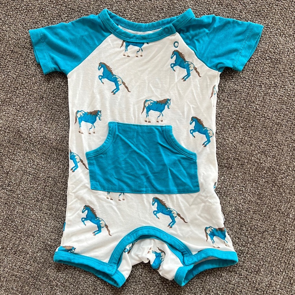 Kyte Baby Horse Print Shortall